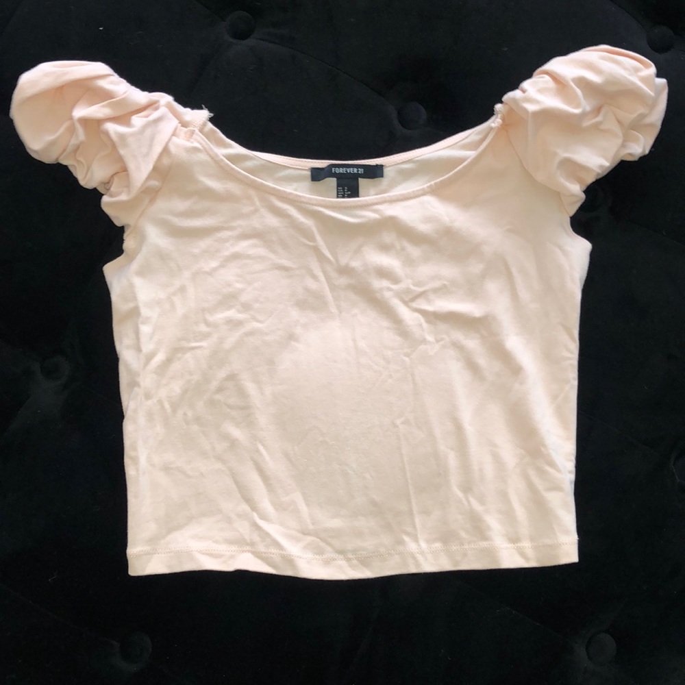 Blush pink crop top with shoulder detail